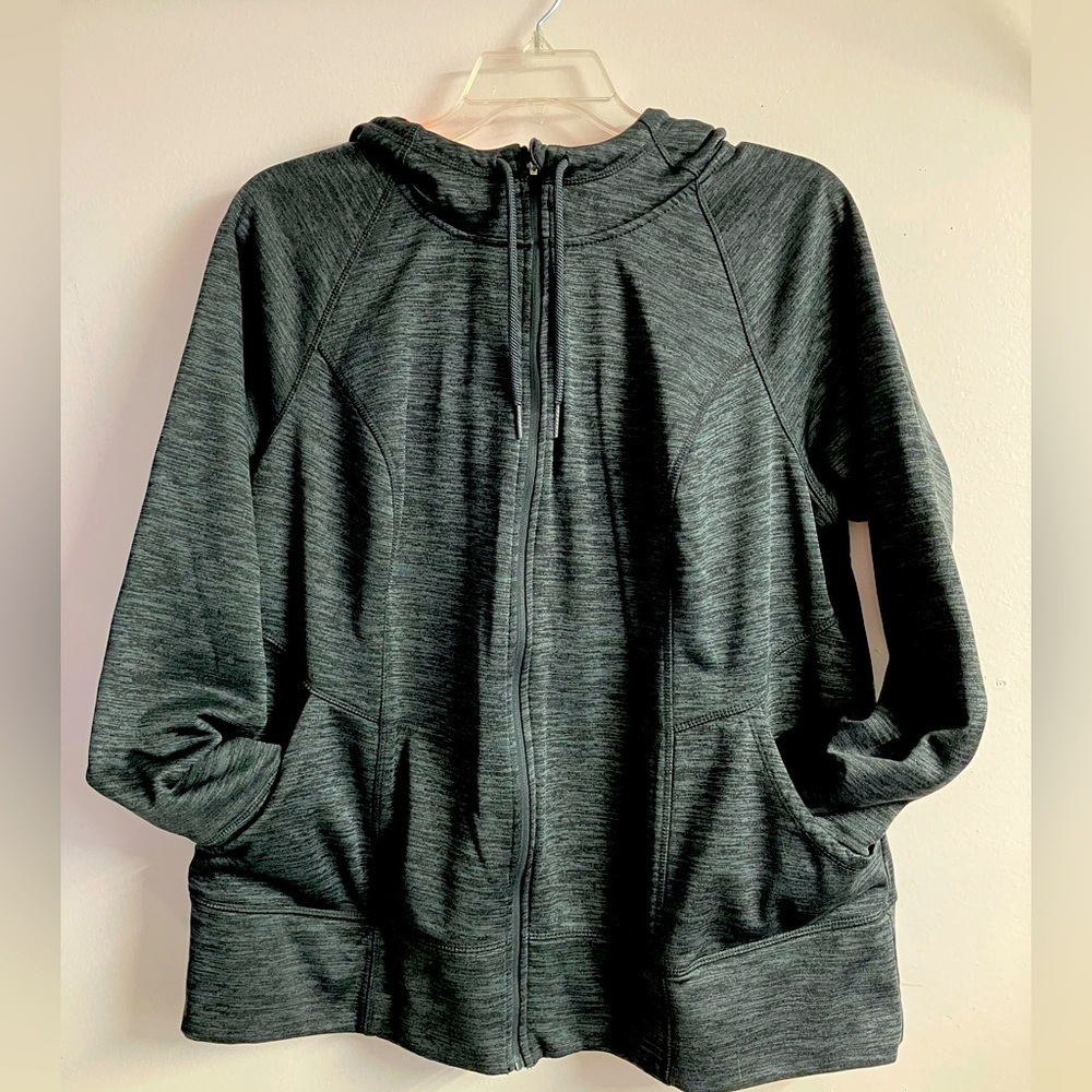 Women’s Full Zip Front Hoodie, Dk. Gray/Orange, 2X (18W-20W), Danskin Now